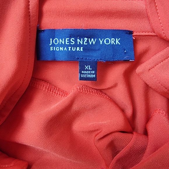 Jones New York Signature Orange 3/4 Length Sleeves Flowy Top - Picture 5 of 8